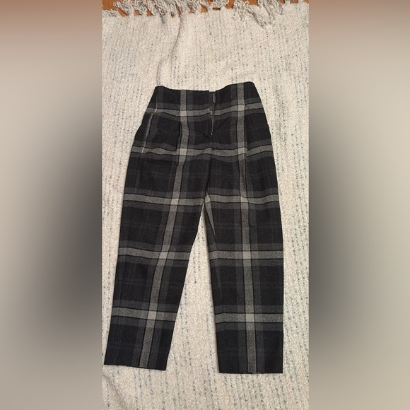 Aritzia Wilfred Chambery Wool Pants Size 00 High Waist Cropped Plaid Trousers | - Picture 3 of 6